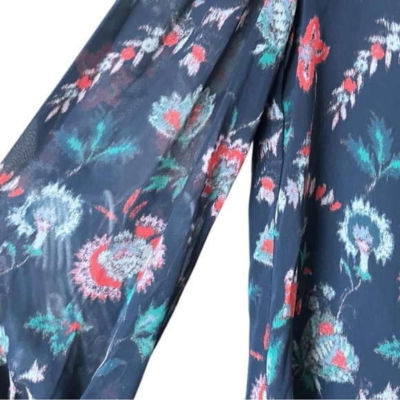 Derek Lam Collective Blue Floral Ruffle Blouse Womens Size 38/US 8 Medium - Picture 8 of 11